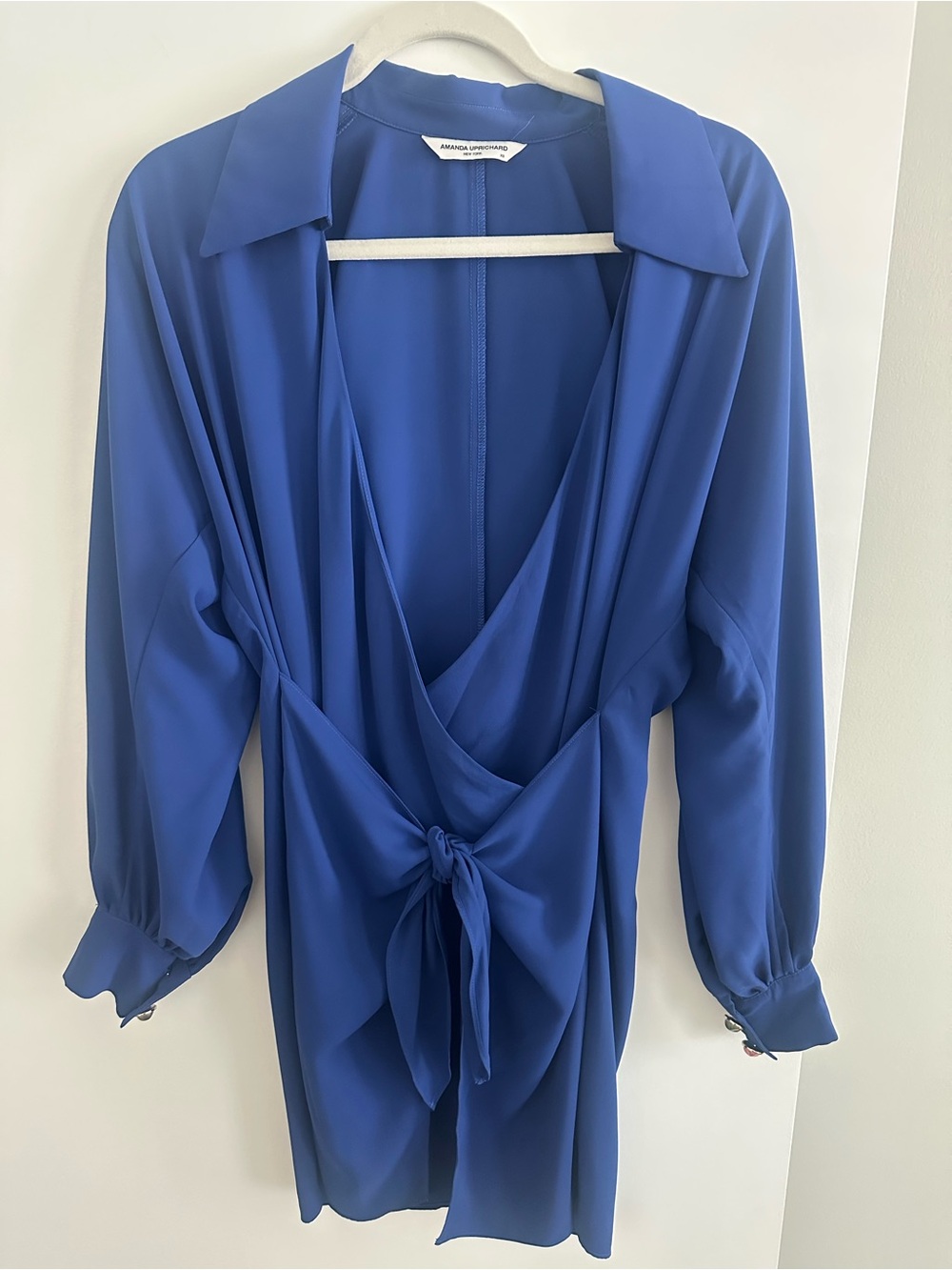 Amanda Uprichard Cobalt Blue Tie-Front Mini Dress